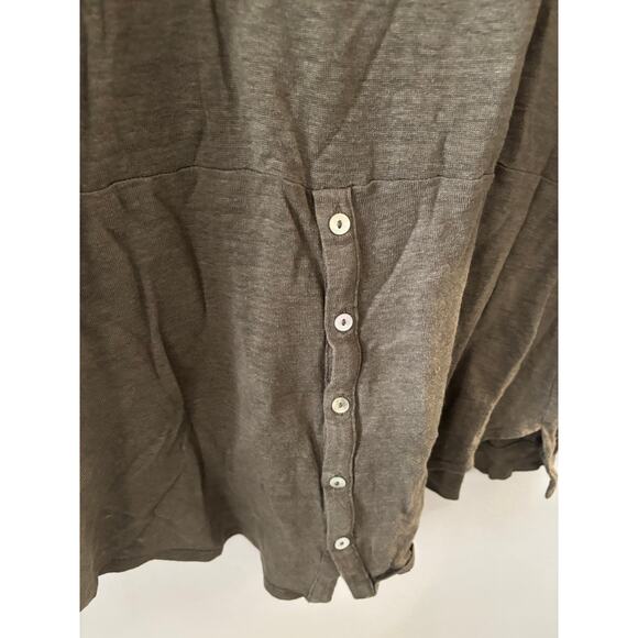 Adrienne Vittadini Womens Linen Top 2X Brown 3/4 Sleeve Lagenlook Neutral Beachy - Picture 2 of 6